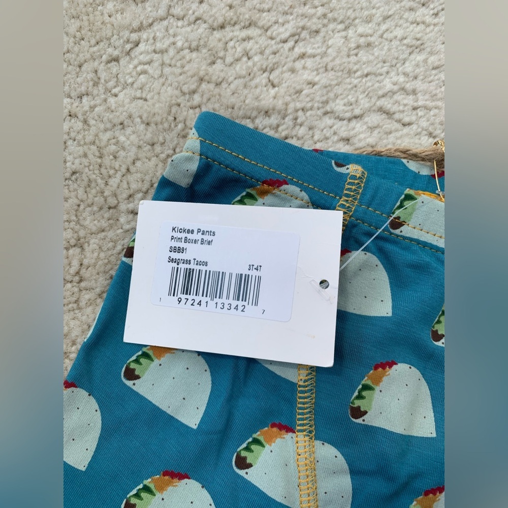 KicKee Pants NWT Size 3T - 4T Boys Bamboo Boxer Briefs in Seagrass Taco Print - Picture 4 of 4